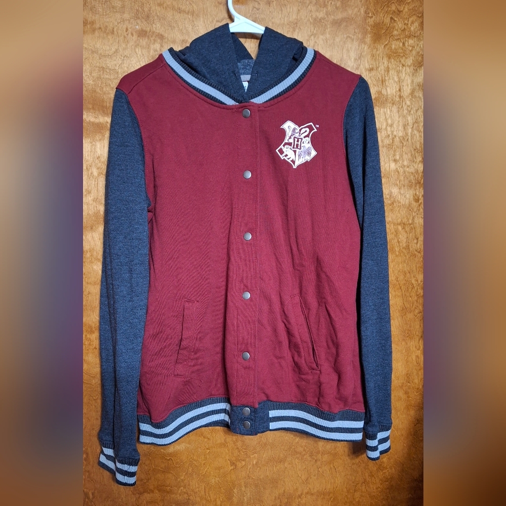 Hogwarts Maroon and Gray Women's Varsity Sweater W/ Hoodie